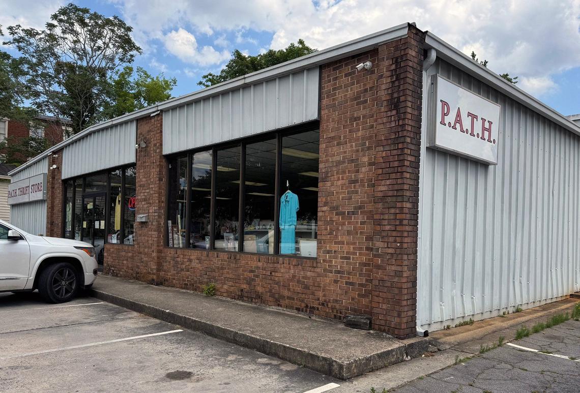 The P.A.T.H. thrift store location on South Congress Street is a property that could be developed as a hotel. A three-story Hampton Inn and Suites by Hilton would go on three county-owned properties across from the county government center.