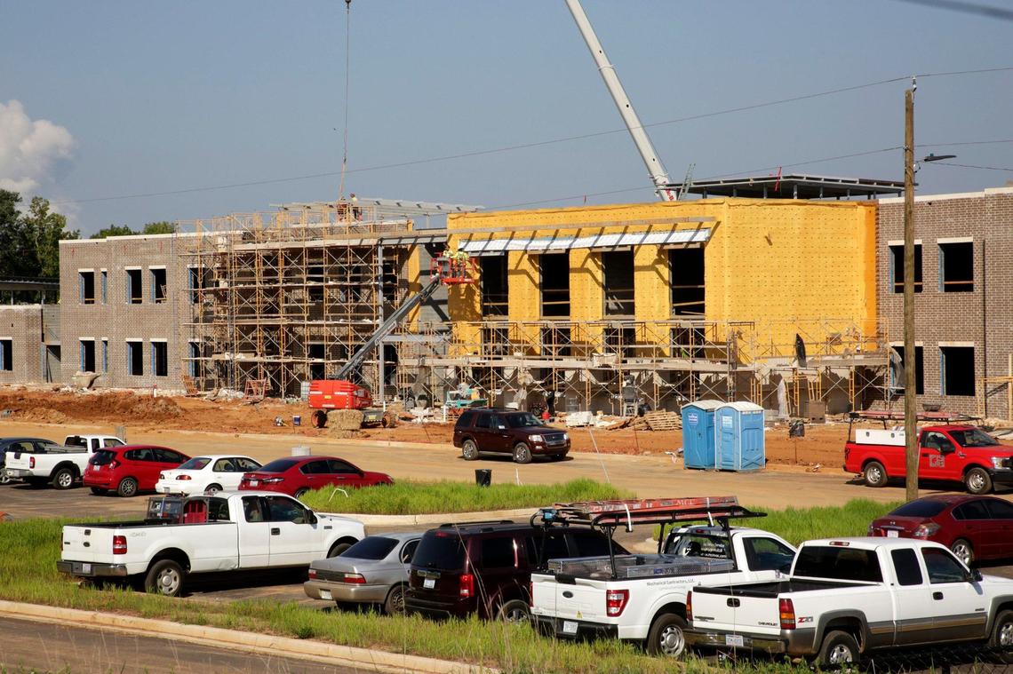 An elementary and middle school complex is under construction on Gold Hill Road in Fort Mill. Flint Hill Elementary School will open next year. Flint Hill Middle School will follow in 2026.