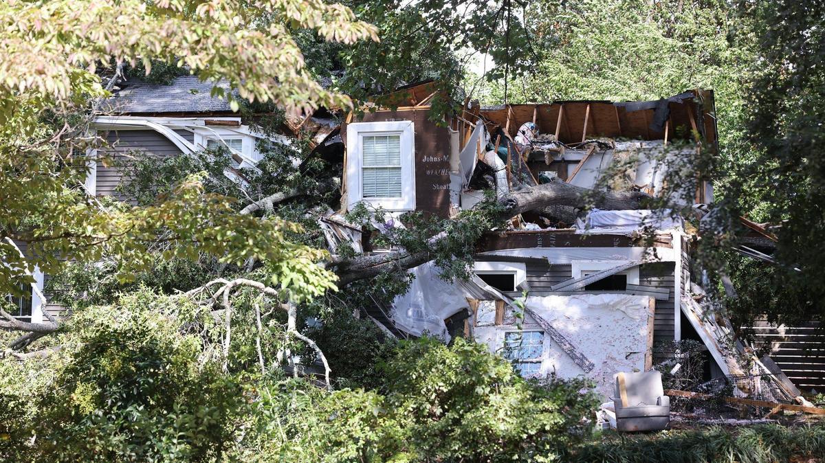 Rock Hill and Charlotte firefighters worked early Friday morning to pull a couple from a home on Poinsett Drive in Rock Hill that was crushed by a large tree.