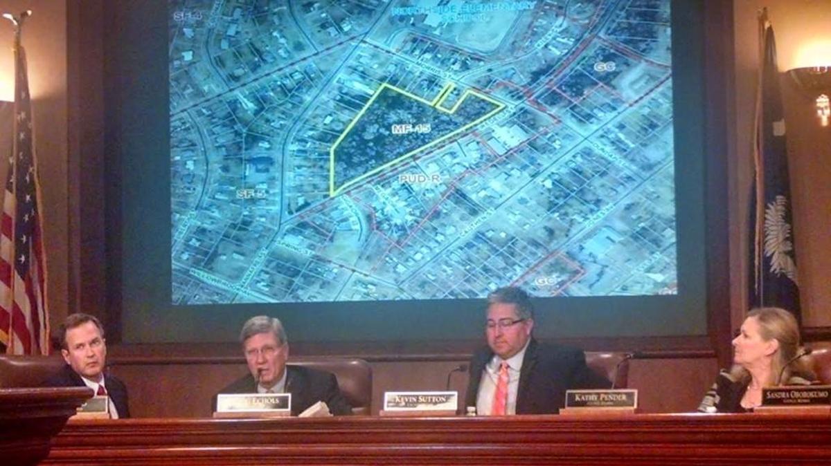 
Rock Hill City Council votes to rezone a site on Iredell Street to prevent multi-family housing from going in, one of 90 parcels across the city that have lost the option of hosting apartments. From left are Jim Reno, Mayor Doug Echols, Kevin Sutton and Kathy Pender.
