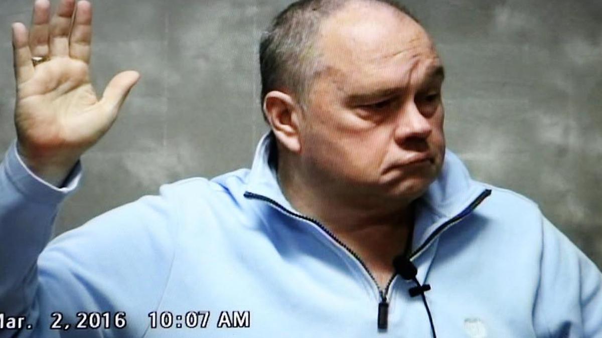 Former Horry County Police detective Allen Large begins a nearly five-hour taped deposition recounting his involvement with three women, making accusations against some of his co-workers and admitting to suggesting the women participate in cat fights for money.