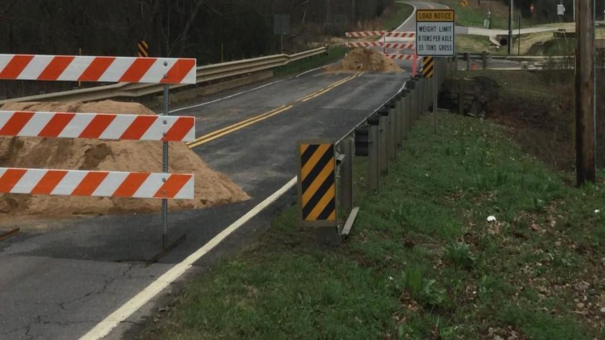 This bridge on Red River Road in Rock Hill is closed after recent flooding.