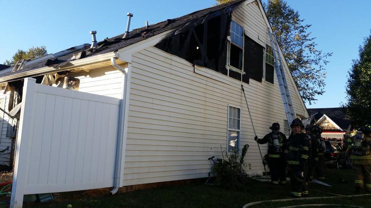 Part of one townhome unit was damaged from a fire.