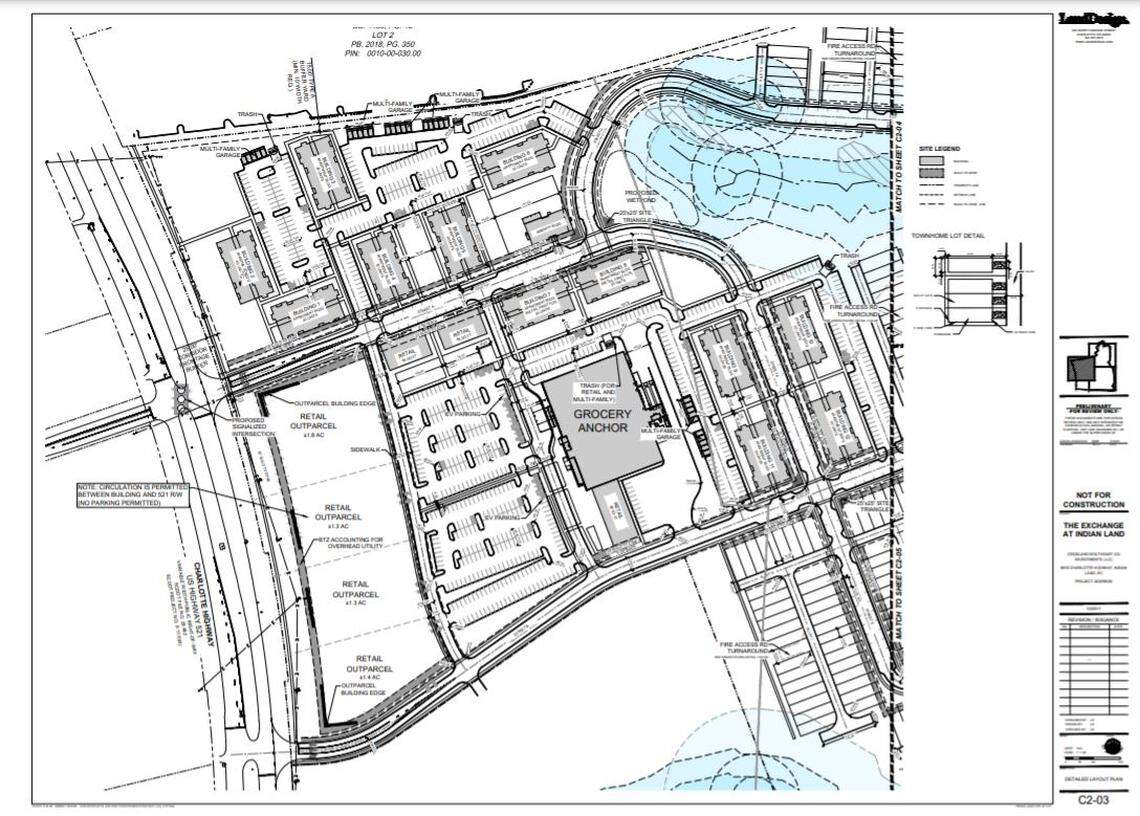 Apartments, townhomes and a grocery store are planned at The Exchange in Indian Land, the site of a new Costco warehouse store.