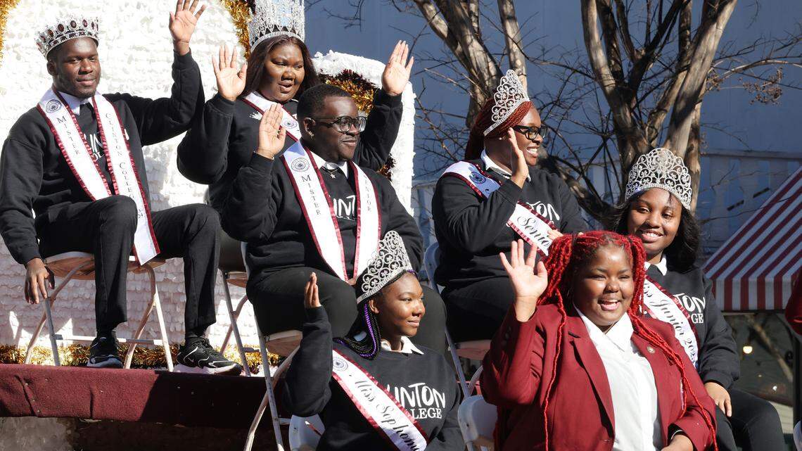 In January 2024, Clinton College students ride atop a float Saturday at the 43rd annual Dr. Martin Luther King, Jr. parade in downtown York. This year’s parade is postponed a week.
