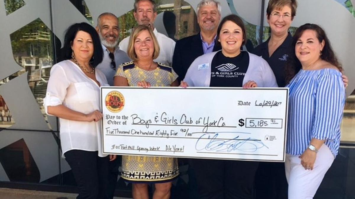 Carolina Ale House donated $5,185to the Boys & Girls Club of York County.