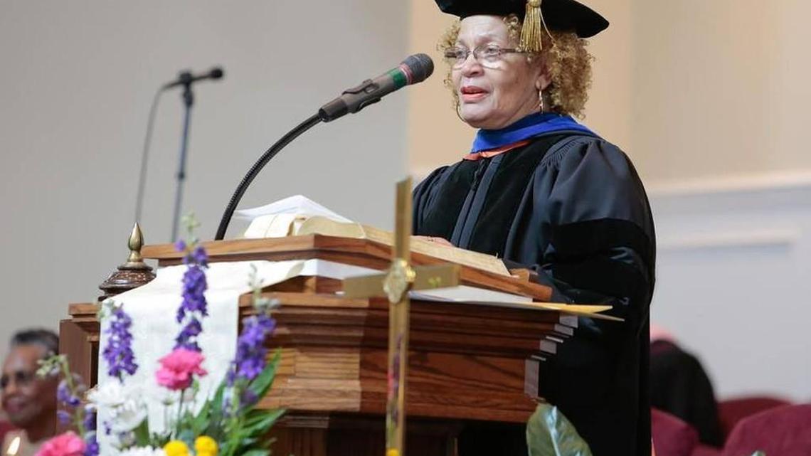 In this May file photo, Clinton College President Elaine Copeland greets those in attendance for the Rock Hill school’s commencement ceremony at the Kenneth Monroe Transformation Center.