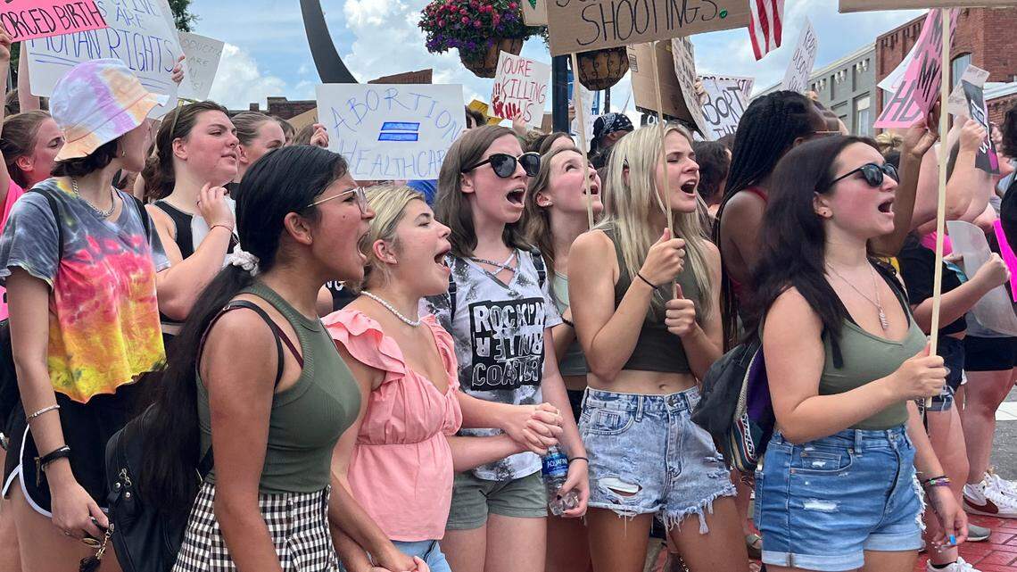 Hundreds march through downtown Fort Mill over abortion. Here’s what they had to say