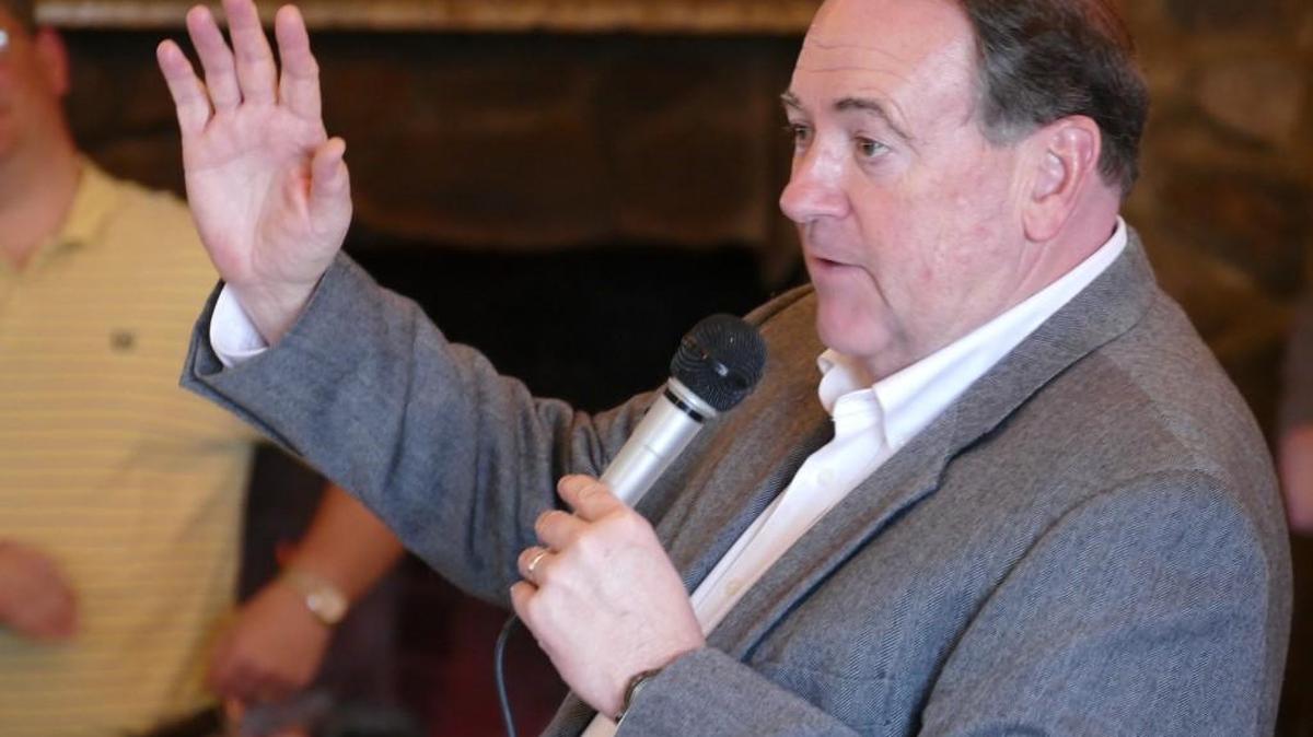 GOP presidential candidate Mike Huckabee speaks to residents in Chester County Saturday, one of 46 stops he plans to make in every S.C. county before the primary.