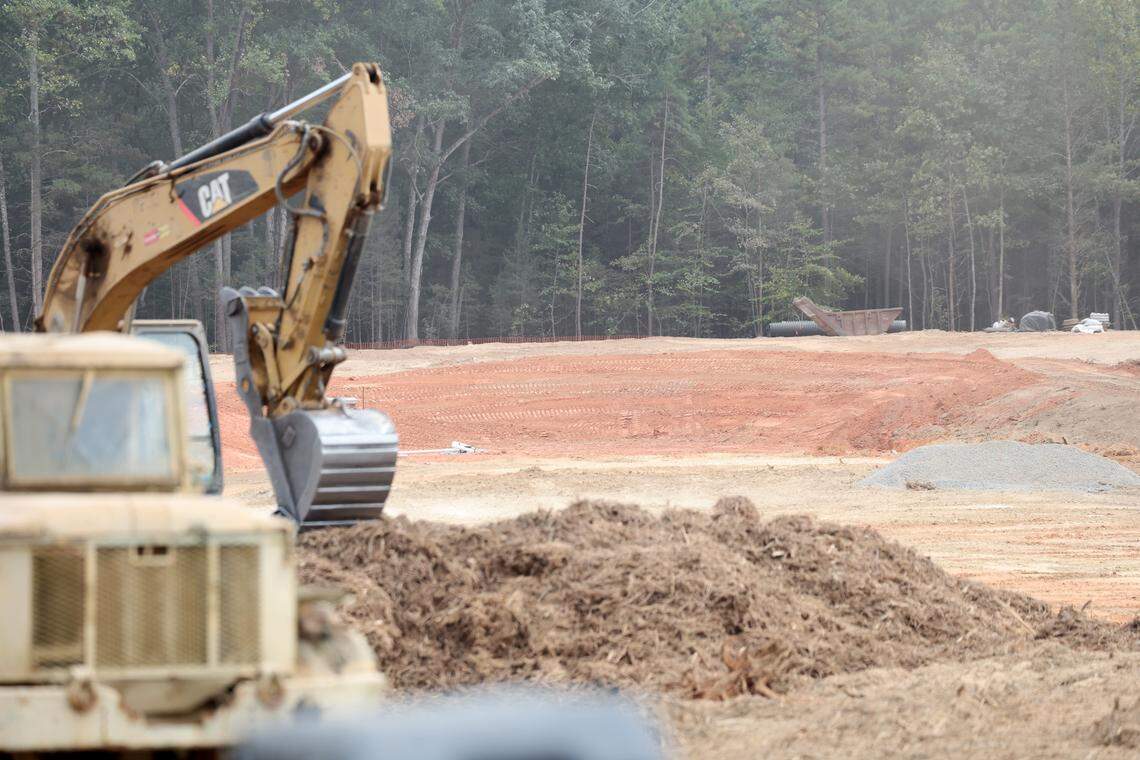 A crew cleared land in Indian Land for a new hospital on Charlotte Highway, about two miles south of the North Carolina state line.