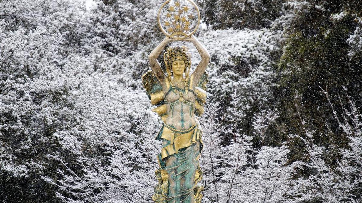 Snow sticks to trees on a Civitas statue on Dave Lyle Blvd. in Rock Hill during a 2018 storm.