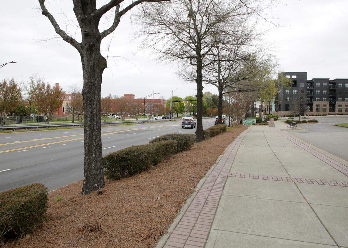 Plans are in place to build a pedestrian bridge over Dave Lyle Blvd. between Main and White Streets, shown here.