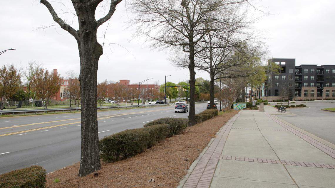 Plans are in place to build a pedestrian bridge over Dave Lyle Blvd. between Main and White Streets, shown here.