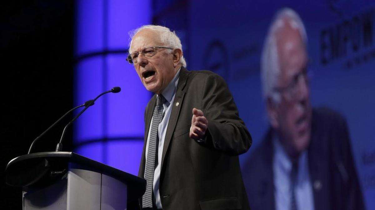 
Democratic presidential candidate, Sen. Bernie Sanders, I-Vt. speaks before the National Urban League, Friday, July 31, 2015, in Fort Lauderdale, Fla. 
