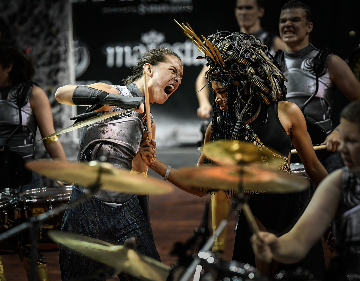 The Clover High School band traveled to Ohio to compete in the Percussion World Championships last week. And they brought home hardware and history. Here’s Ethan Fenske, left, and Jiyah Holmes, right, performing Clover’s award-winning production “Medussa.”