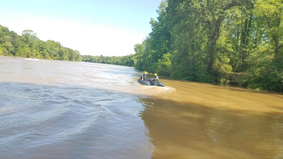 Rock Hill firefighters on the Catawba River en route to a water rescue Sunday where they assisted four stranded kayakers.