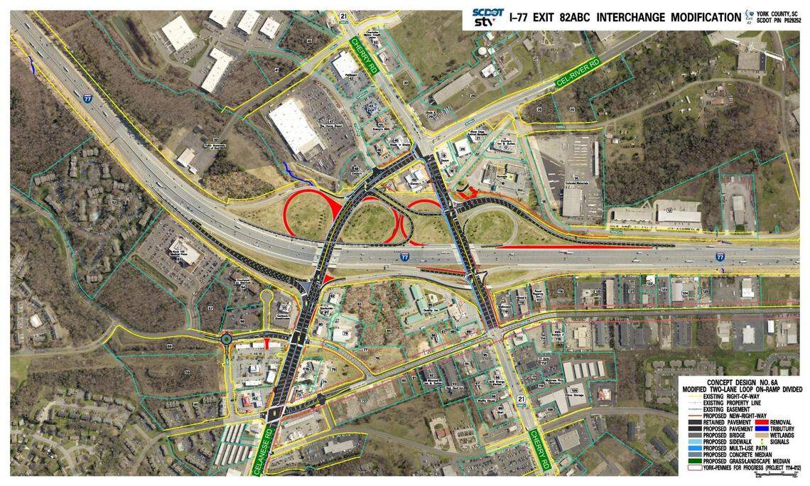 An illustration shows projected improvements at Exit 82 in Rock Hill.