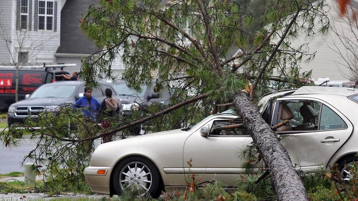 Reedy Creek residents survey the damage in northeast Charlotte, following an early morning tornado March 3, 2012.