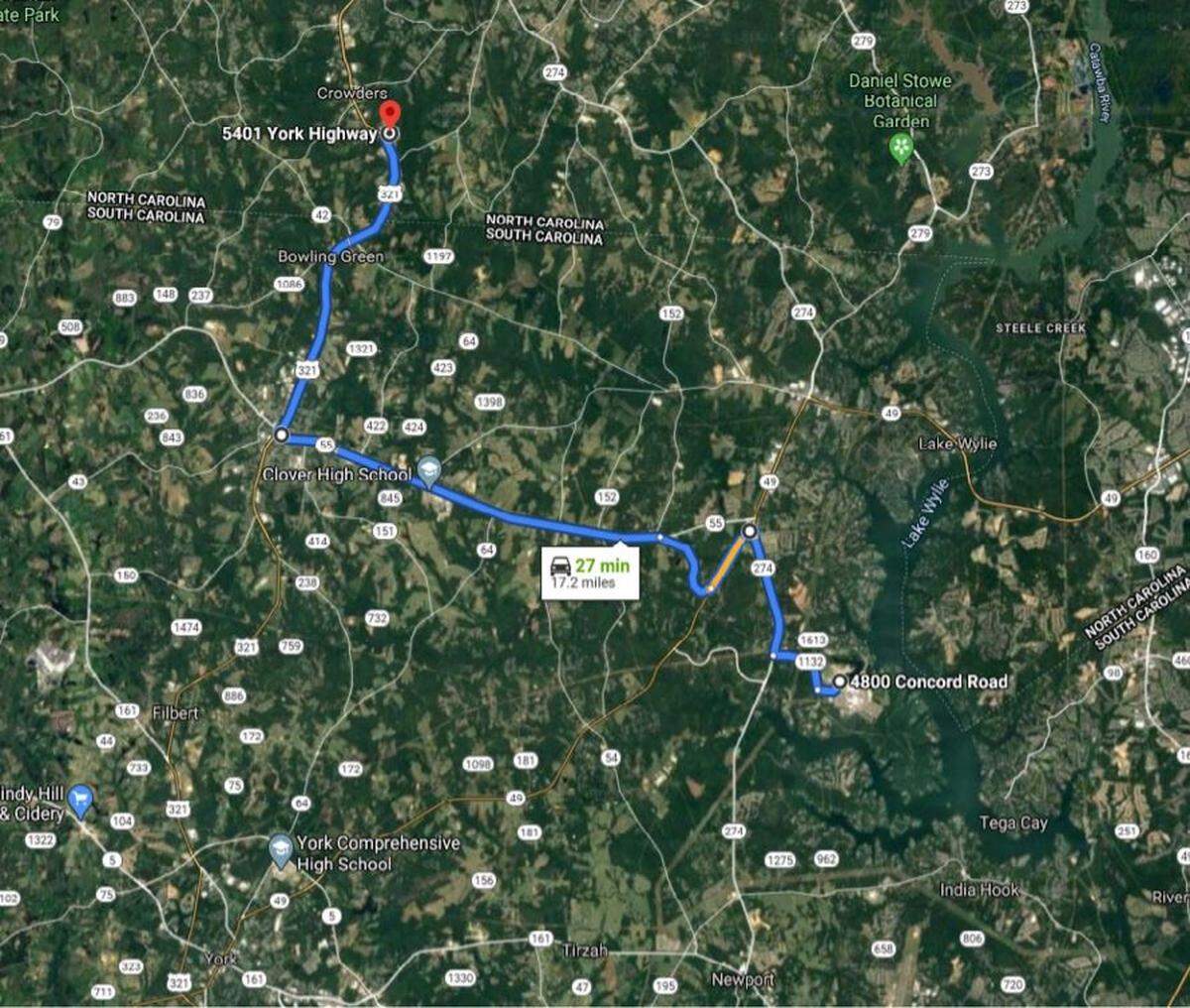 Catawba Nuclear Station equipment will move along this route to Gaston County.