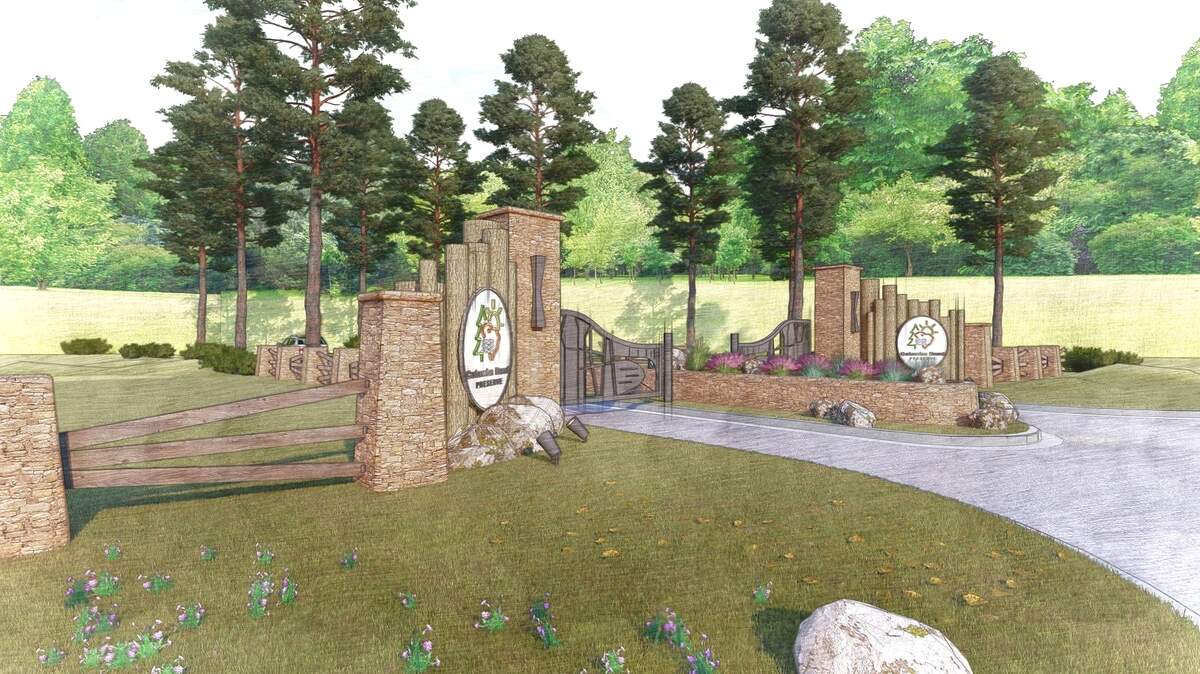 A new rendering of the entry gate shows what visitors could see when Catawba Bend Preserve opens next year.