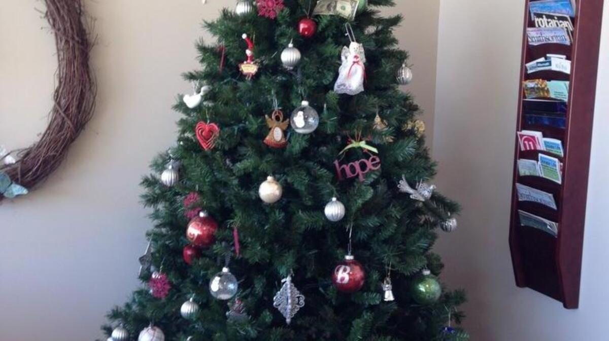 The York County Coroner’s Office staff and the CARE Team Annual Remembrance Tree is decorated with ornaments to remember family members.