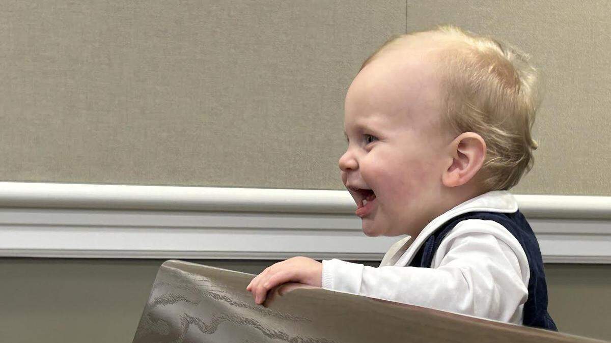 Corey Harper, whose first birthday was Dec. 23, 2025, is shown in York County, South Carolina, Family Court as he is adopted by Elizabeth and Joseph Harper.