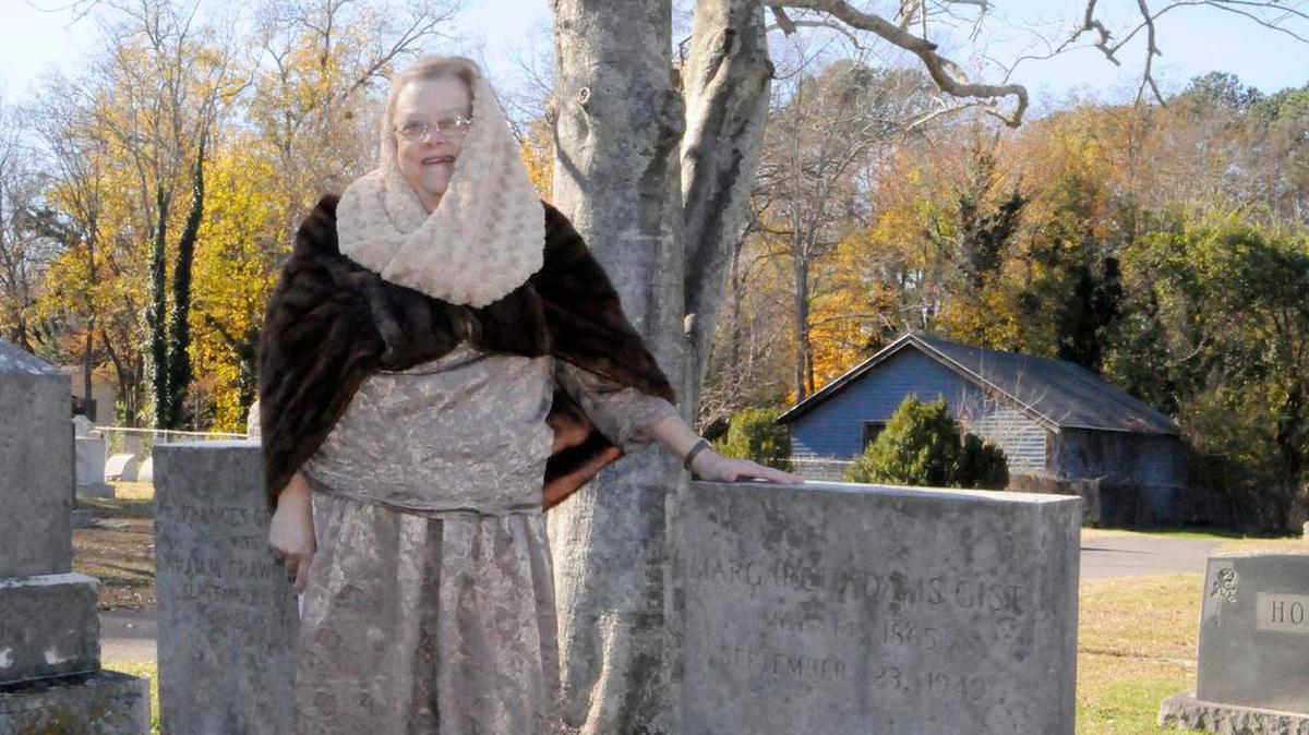Eliza Moore of York portrays Margaret Gist, who authored a book, “Presbyterian Women of South Carolina.” Gist, who lived from 1865 to 1949, is buried at Rose Hill Cemetery in York.