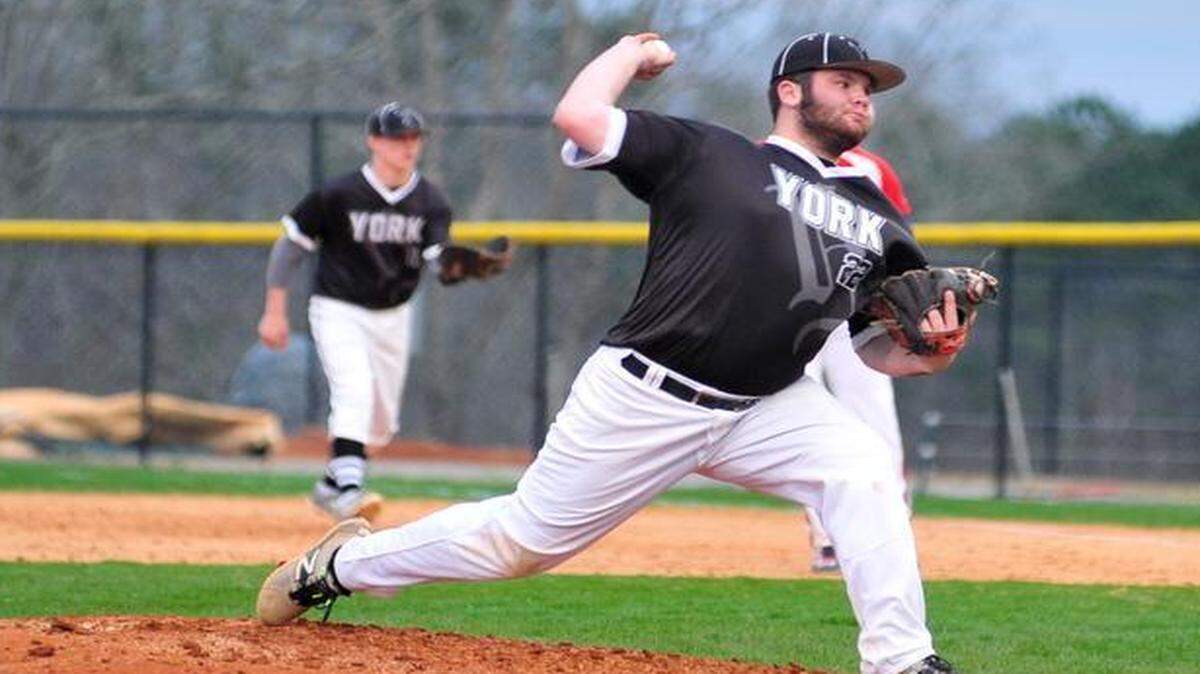 
York senior Will Prince pitches against Chester on March 18. The hot start by the Cougars has put them in a good spot at the beginning of the season’s region play.
