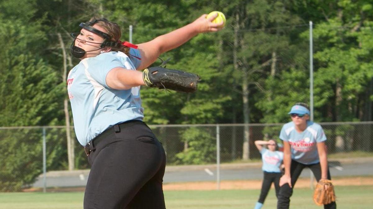 
Hunter Neely, 33, pitches for York against Clover in the 16U Girls’ Softball Tournament title game.
