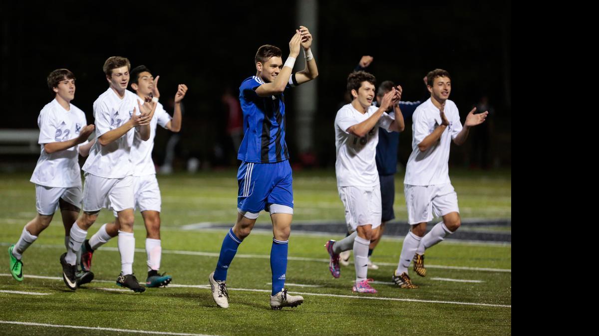 
The Clover Blue Eagles celebrate winning the Region 3-4A boys’ soccer championship.
