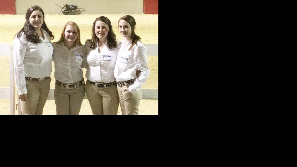 
Clover High School FFA Dairy Evaluation Team, from left Sierra Mazurkiewicz, Hannah Rhyne, Madison Hansen and Erin Ramsdale, finished first in state competition.
