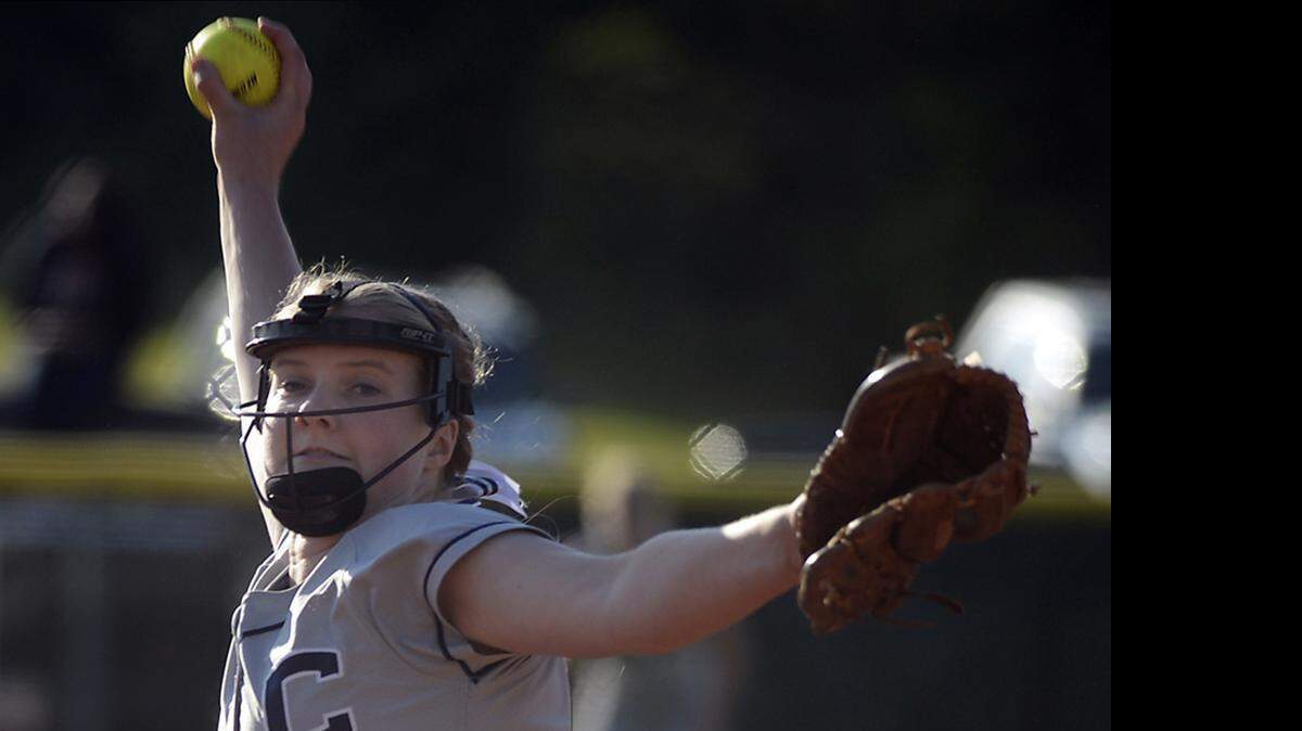 
Clover’s ace hurler Elizabeth Edmunds on the mound.
