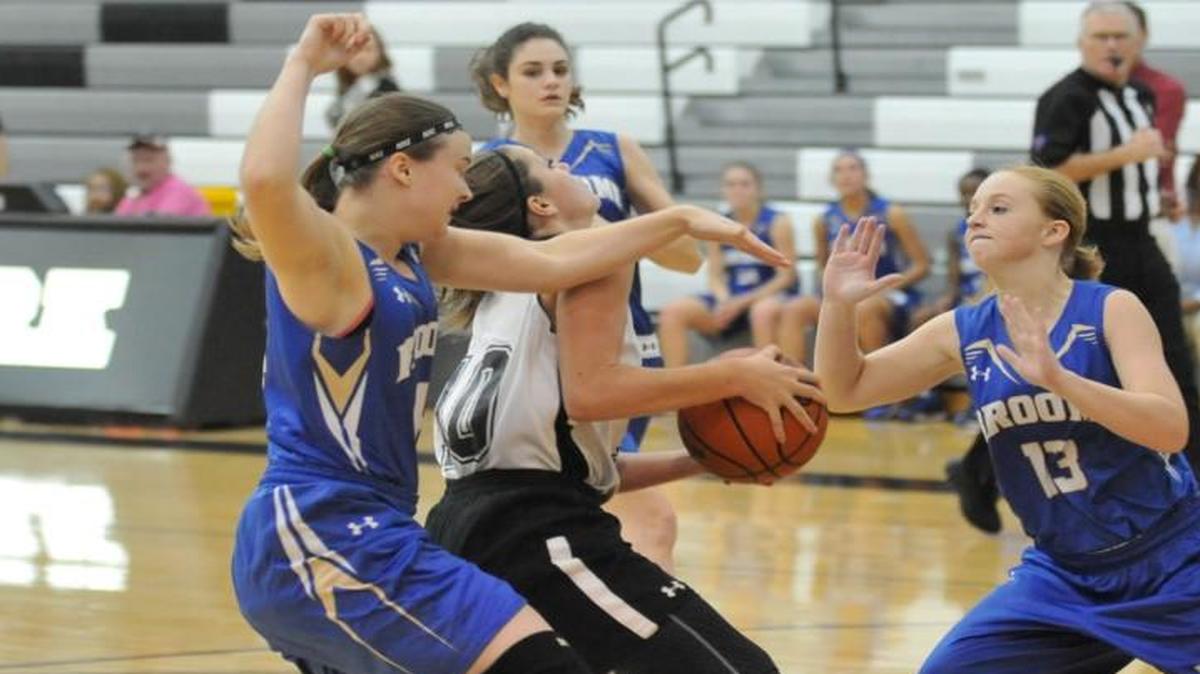 York’s Ramsey Green keeps the ball away from Broome during the scrimmage Wednesday.