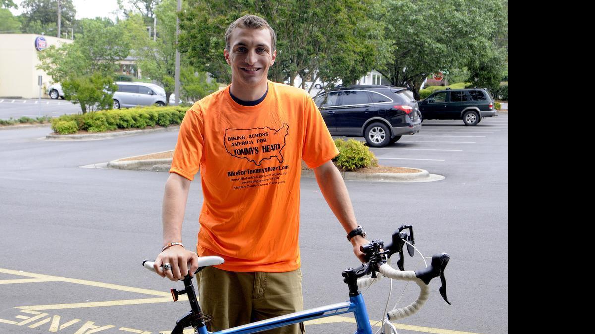 
Derek Blalock, who lost a friend to an undetected heart problem at 17, began a 6,500-mile cross-country bike ride May 16 to raise money for a foundation that provides free heart screenings to youths.
