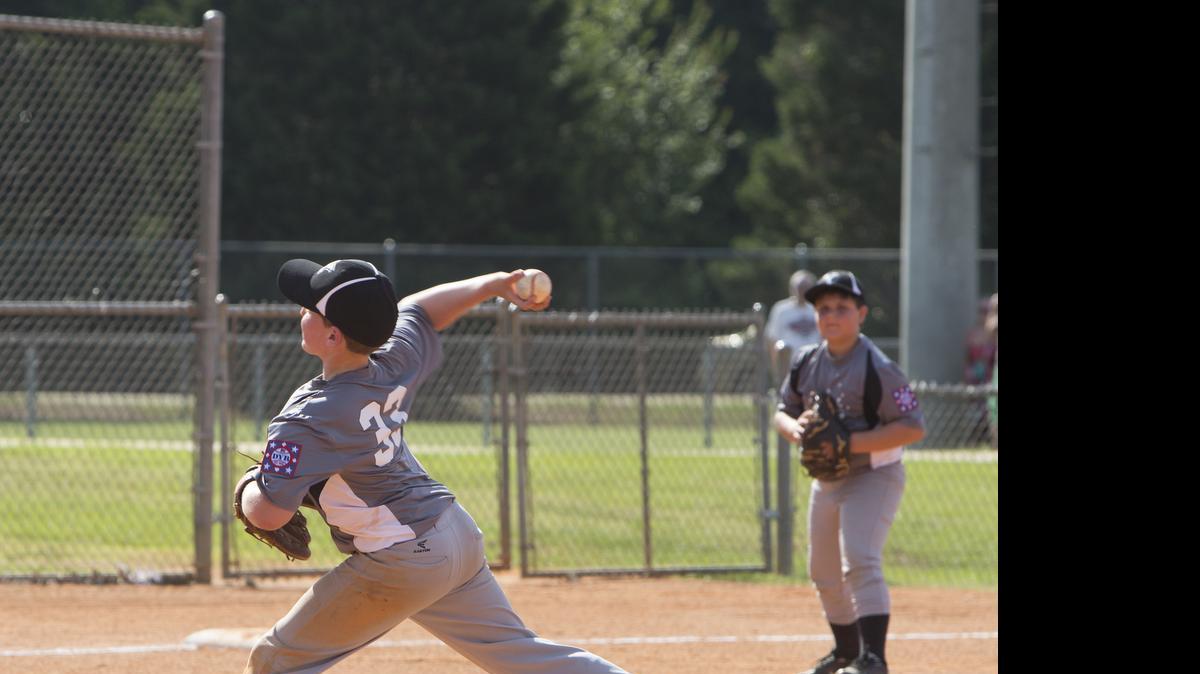 
Hunter Latham pitches for the York All Stars.
