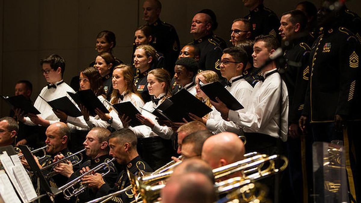 Clover High School band and chorus students perform with U.S. Army Field Band and Soldiers’ Chorus Oct. 21 at Clover School District Auditorium.