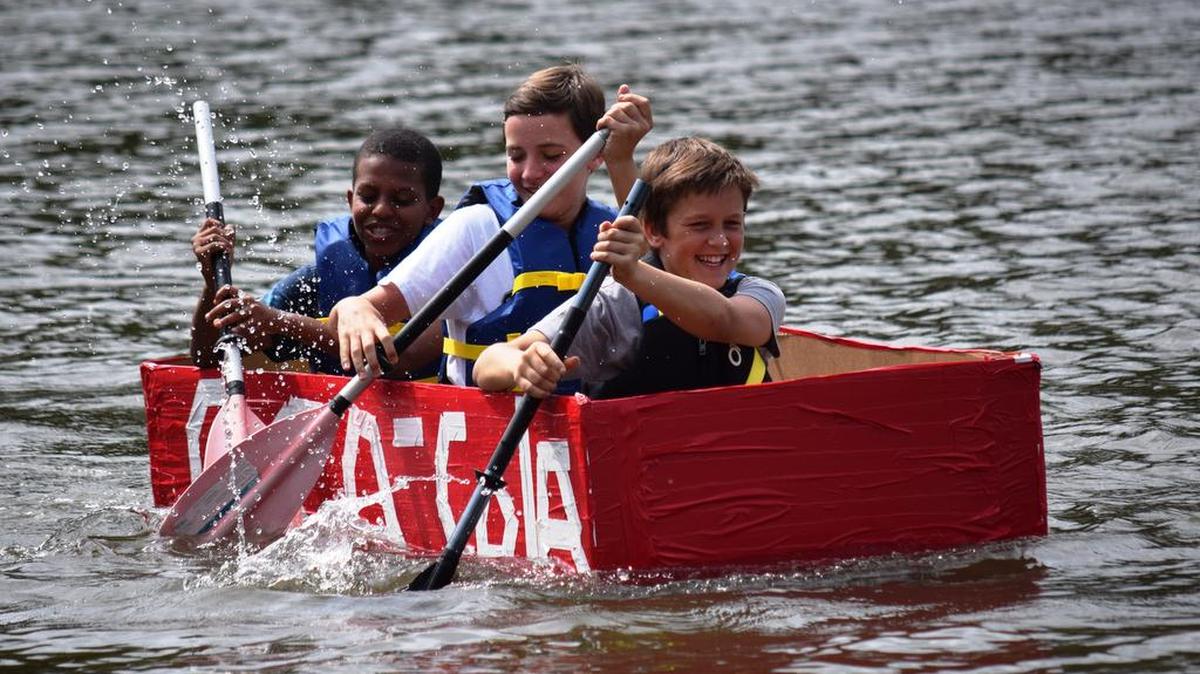 
Brandon Hock, Nathan Hughes and Eliod Sium won Best Theme in the Palisades Episcopal School Regatta on Lake Wylie.

