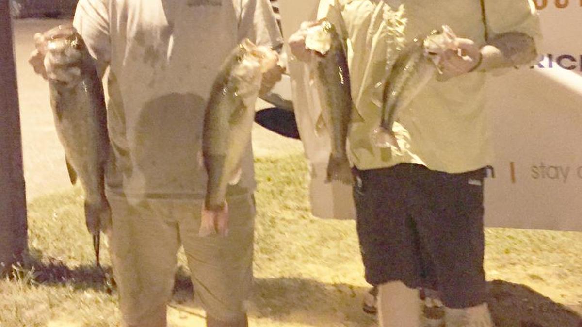 Travis Young, left, and Neil Sheehan won the July 21 Thursday Night Tournament Trail with 13.81 pounds on Lake Wylie. It was Young’s second win a row.