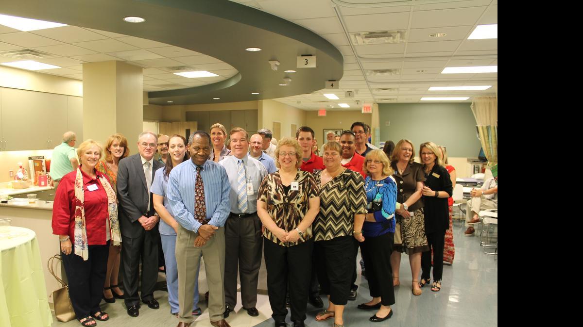
Greater Gaston Endoscopy Center in Gastonia held an event with Montcross Area Chamber of Commerce. In front from left, are Chamber Board Chairwoman Melia Lyerly, Dr. Sam Drake, Jessica Mooney, Dr. Neville Forbes, Lara Jordan (PE), Dr. Bill Watkins, Administrator Susan Ordway and Colleen Ferrell. 
