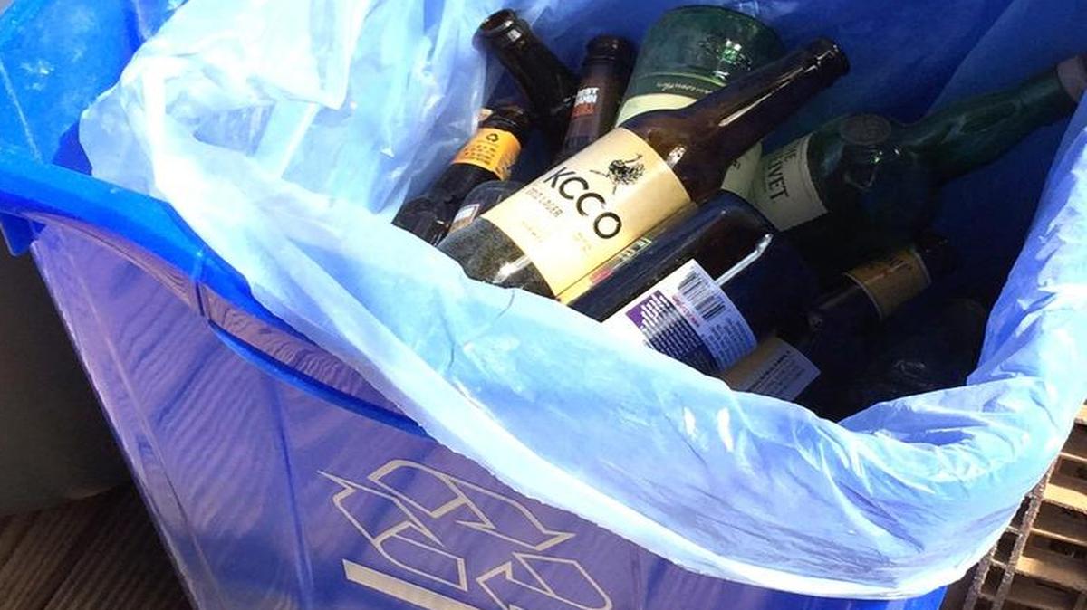 Beginning April 4, residents are required to separate their glass from other materials when depositing them at any of York County's 16 recycling centers. The county will supply these blue bins to anyone who requests one to help making separating easier.