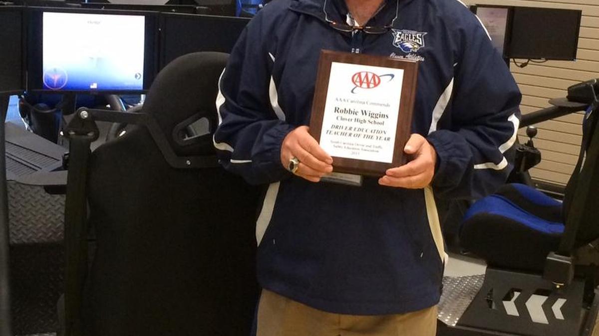 The South Carolina Driver Education Teacher of the Year Award was presented Nov. 20 to Clover High School’s Robbie Wiggins.