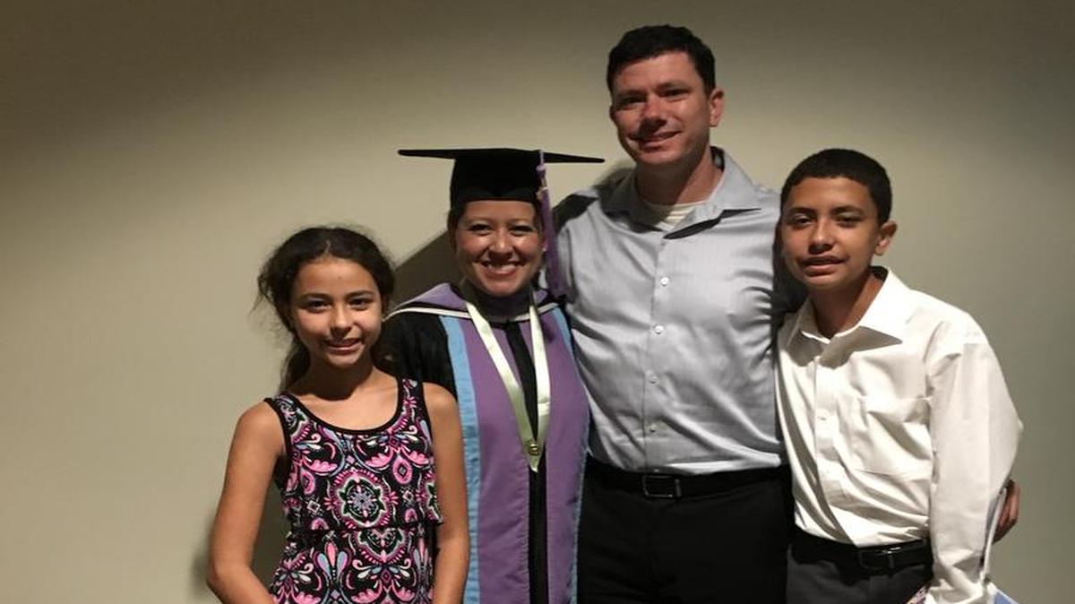 Dr. Vanessa Vargas, second from left, of Carolina Family Dentistry at Lake Wylie received an Academy of General Dentistry Fellowship Award in Boston. With her from left are daughter Catherine Nishimuta, husband Stephan Nishimuta and son Nathan Nishimuta.
