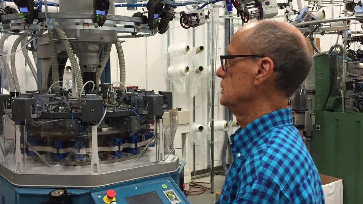 Tom Miles checks out one of the machines inside inside Belevation, which manufactures and sells maternity wear. If his textile company was inside Fort Mill town limits, it could be eligible for a tax exemption for up to five years with a minimum $50,000 investment.