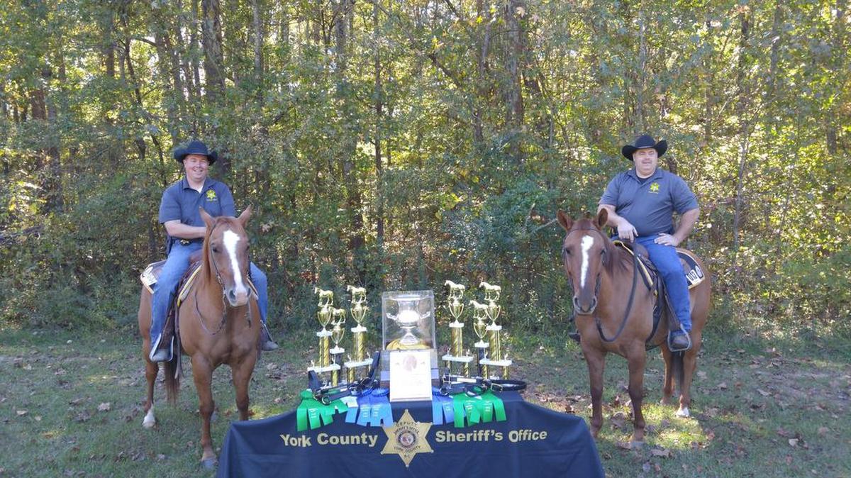 York County Sheriff’s Deputies Mark McCarter and Jamie Sandifer with their horses Cochise and Barney, competed against 44 officer and horse teams Oct. 13-16 North America Police Equestrian Championships at Kentucky Horse Park in Lexington, Ky.