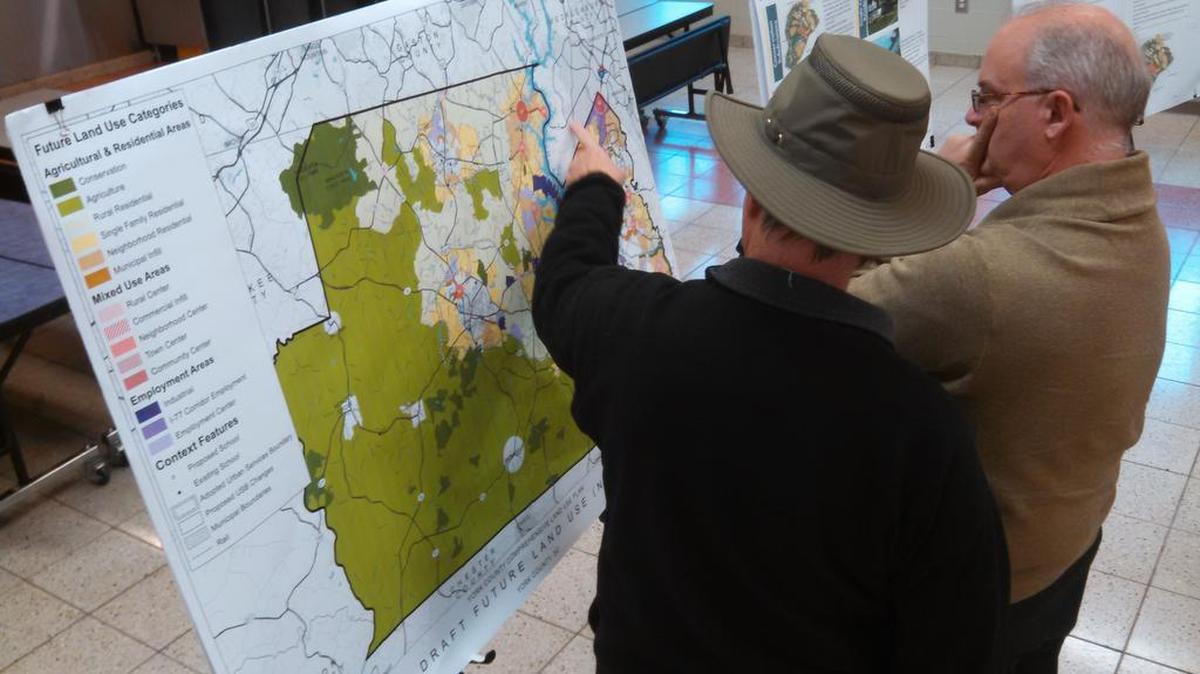 Residents check out maps Feb. 25 at a York County comprehensive plan public meeting in Fort Mill.