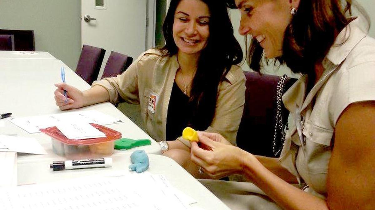 
Jacqueline Hernandez, left, learns English skills from teacher Sharon Jarrett at First Baptist Church Fort Mill’s Ladies ESL class.
