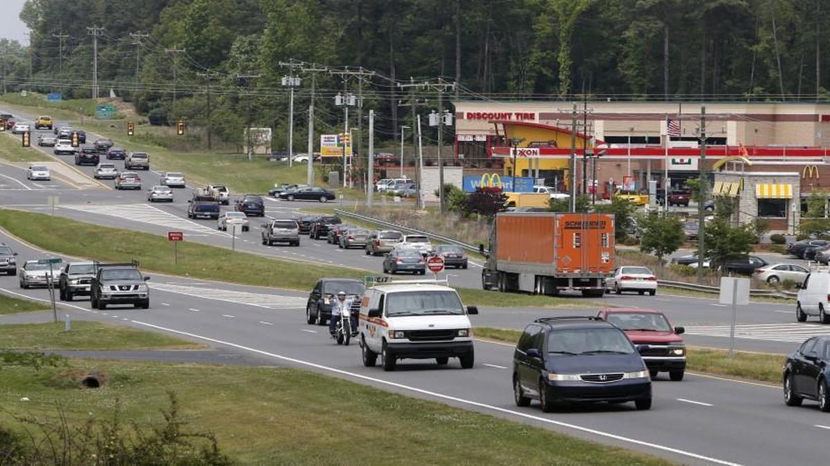 Development in Indian Land. A view of U.S. 521 looking north. The North Carolina state line is in the top of the frame. Most remaining undeveloped property is to the south in the Van Wyck area.