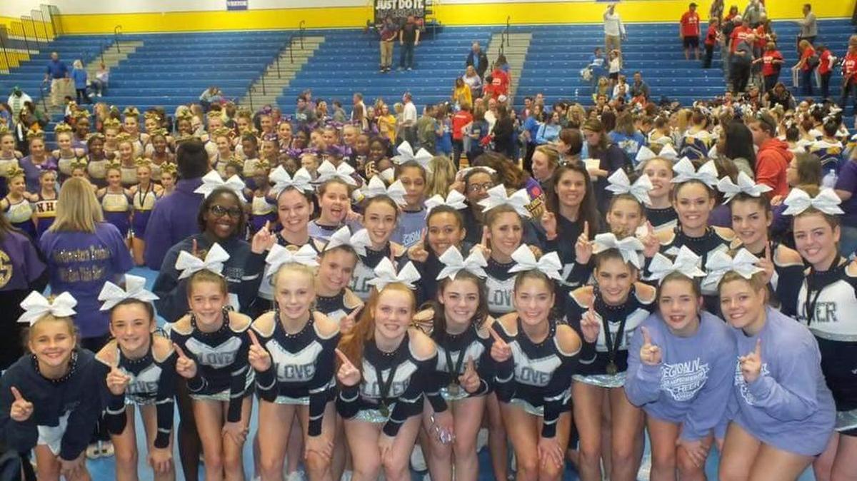 The Clover High School Varsity cheerleaders placed first in region competing against Nation Ford (second), Fort Mill (third), Northwestern (fourth) and Rock Hill (fifth). Upper state qualifiers are Nov. 12. The top three teams move on to the state championship Nov. 19.