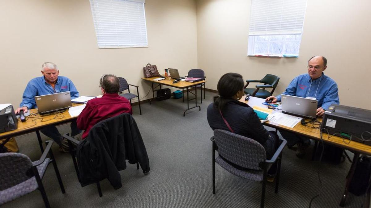 AARP Foundation Tax-Aide helps residents with their tax returns at the Fort Mill Library - Baxter Village.