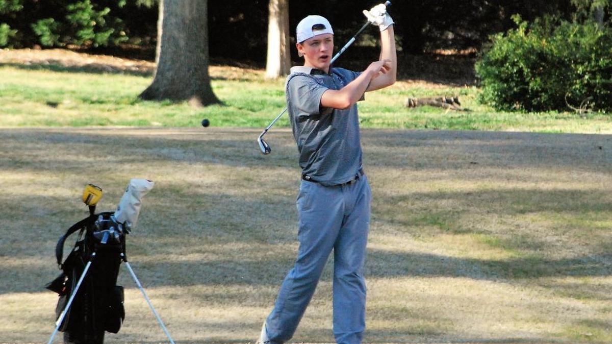 Nation Ford’s Grant Bridges tees off on the first hole at River Hills.